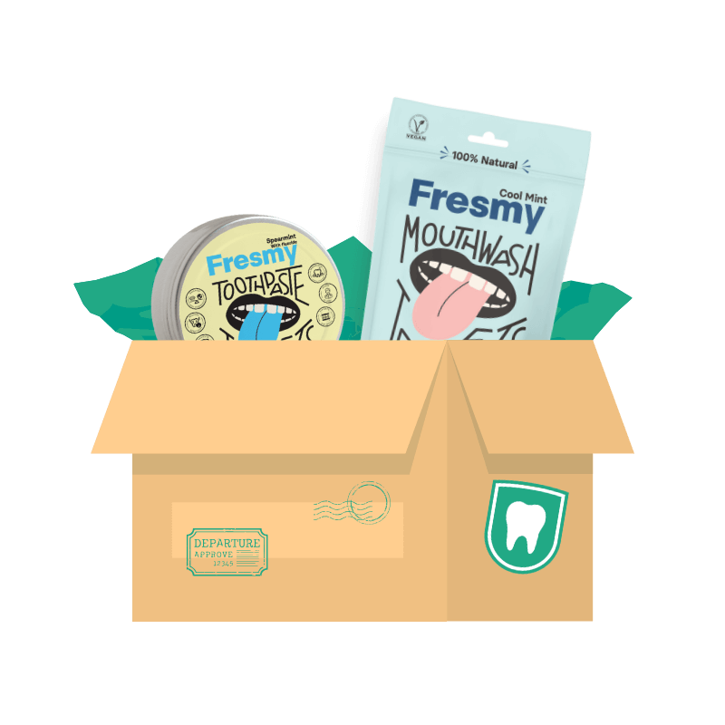Fresmy-aloituspaketti (fluoriton hammastahna + suuvesi)