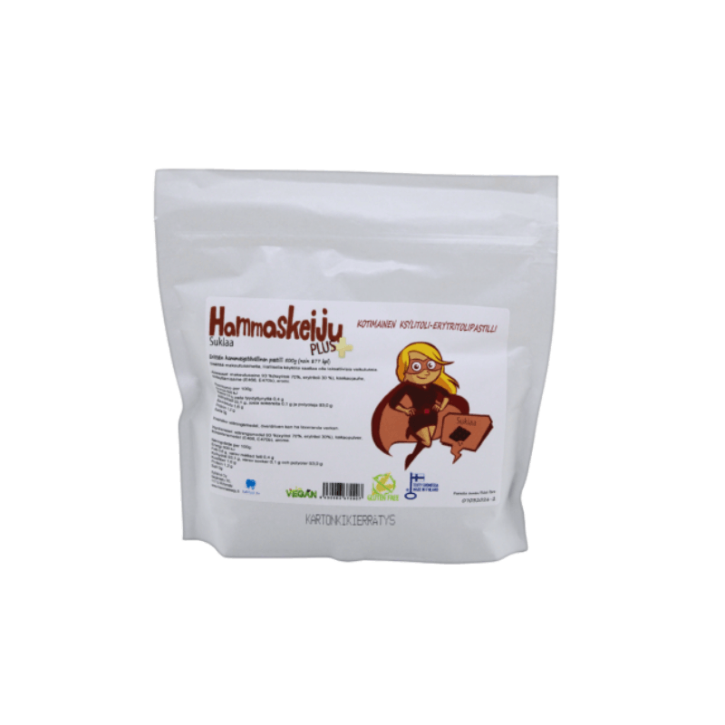 Hammaskeiju Plus ksylitoli-erytritolipastilli Suklaa
